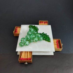 Vintage Lucite Grapes Match Safe Stick Holder Homart Green Grapes